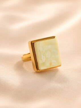 Butterscotch Amber Ring in 14k Gold Plated Sterling Silver